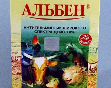 Komposisi dan arahan penggunaan Albena untuk kambing, dos dan analognya