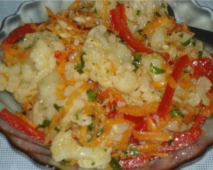 Preparaciones de coliflor en escabeche para el invierno, recetas instantáneas.