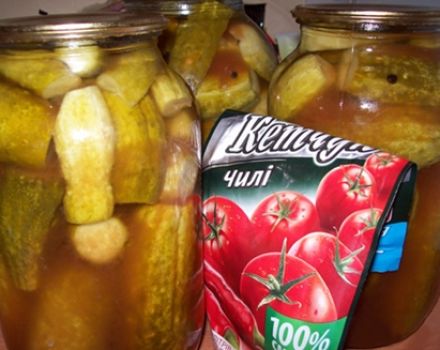 Recettes de concombres au ketchup au chili pour l'hiver en pots d'un litre