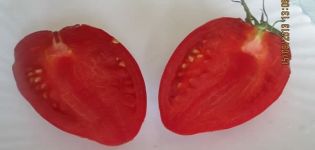 Descripción de la variedad de tomate fresa roja alemana, sus características y rendimiento.