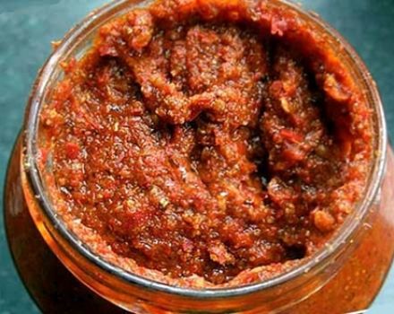 Receta tsitsibeli para el invierno con cebolla, zanahoria, pimiento morrón y ajo