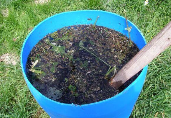 fertilizer in a barrel