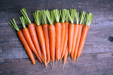 zanahorias pequeñas en la mesa