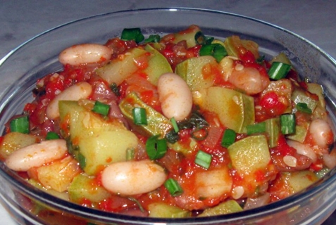 zucchini with beans in a bowl