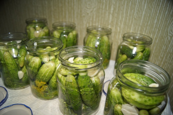 cucumbers in a jar