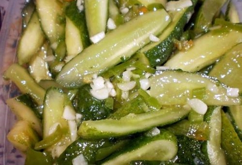 cucumbers in polish in a plate