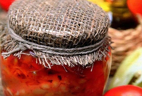 jar with lecho and beans