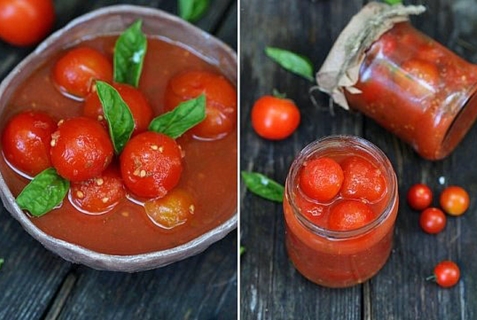 cherry tomatoes in their own juice in a bowl