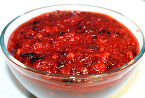 plum ketchup in a bowl