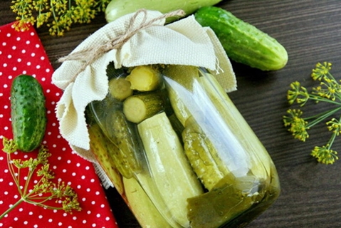 jar of cucumbers and zucchini