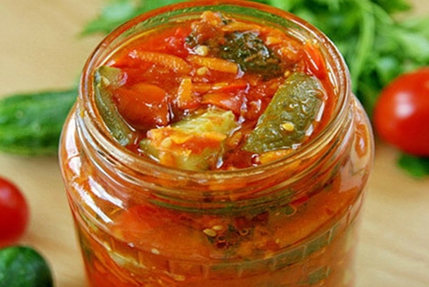 cucumber lecho in a jar