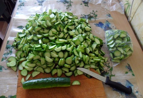 cucumbers in a bag for the winter