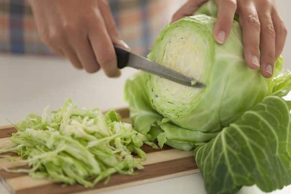 slicing cabbage