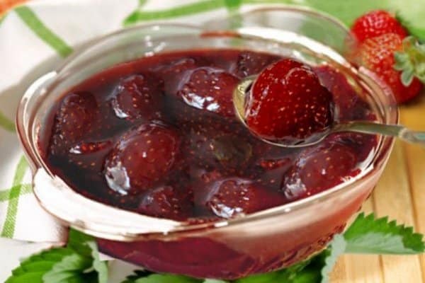 strawberry jam in a jar