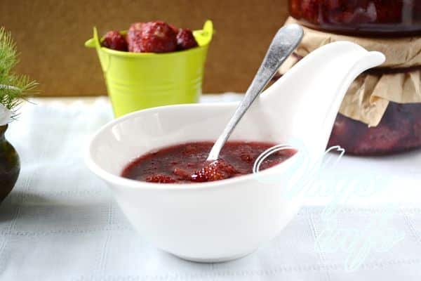 strawberry jam in a bowl