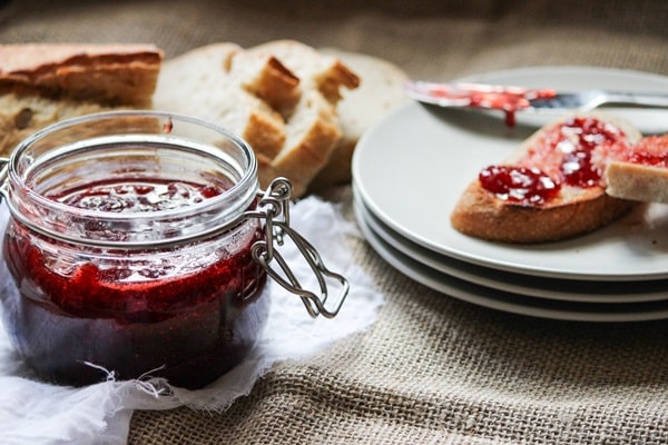 strawberry jam in a jar