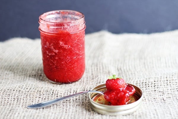 strawberry jam in a jar