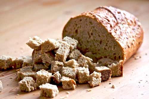 pieces of bread on the table