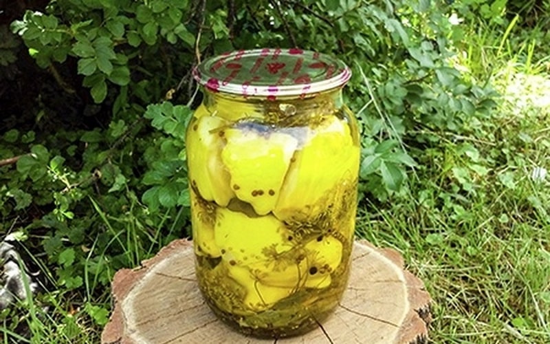 pickled squash in a jar