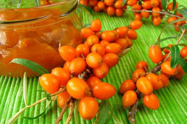 sea ​​buckthorn and a jar of jam