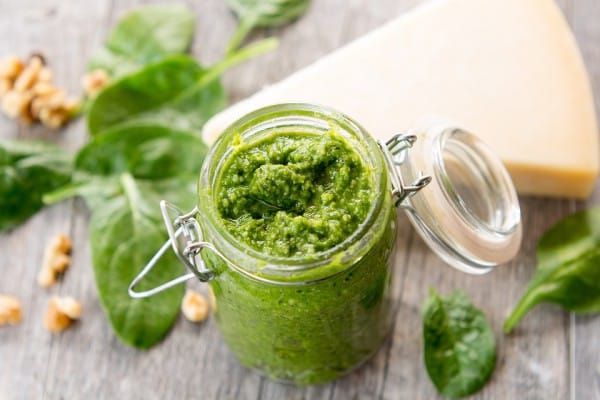 canned basil in a jar