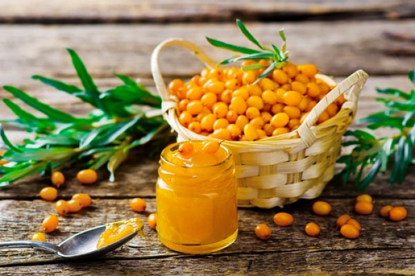 sea ​​buckthorn jam in a jar