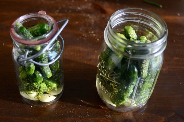 cucumbers in a jar