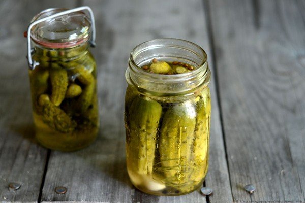 cucumbers in a jar