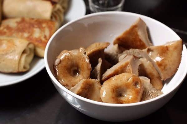 salted milk mushrooms in a bowl