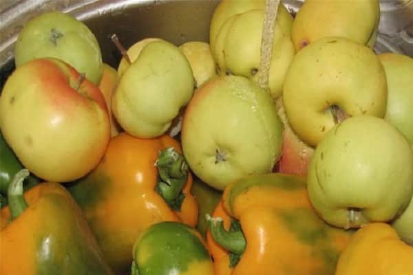 verduras y manzanas