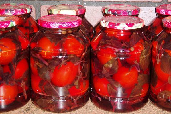 tomato with basil in a jar