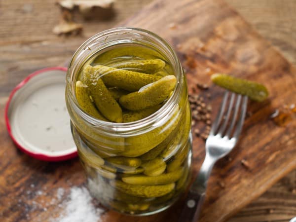 small cucumbers with mustard