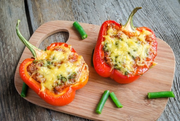 Pimientos rellenos de carne y setas