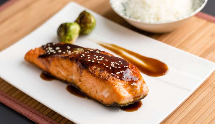 Salmon with teriyaki sauce