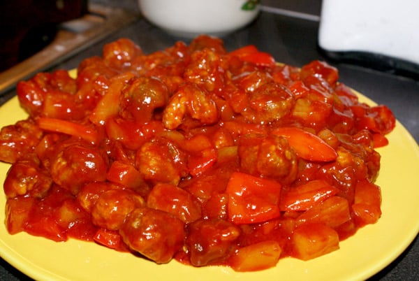 Fried pork in tomato marinade