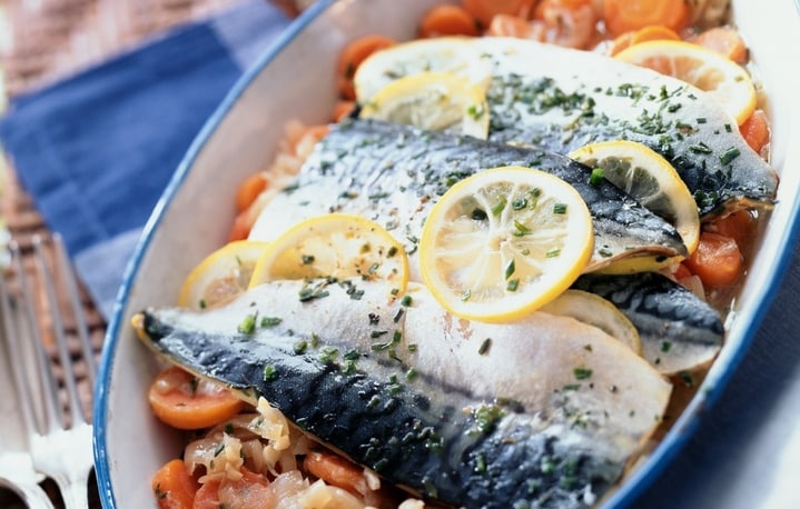 Mackerel on a vegetable cushion