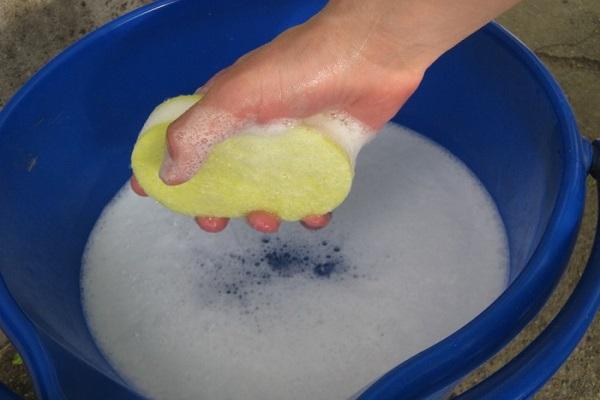 washcloth in soap