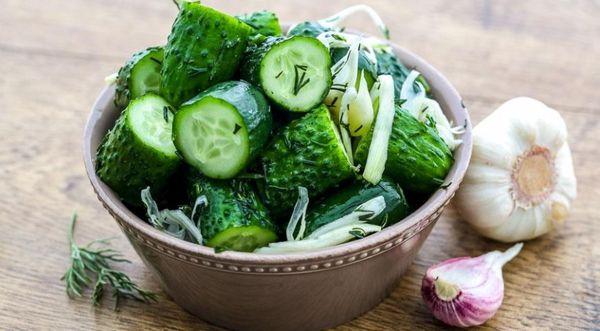 a bowl of cucumbers