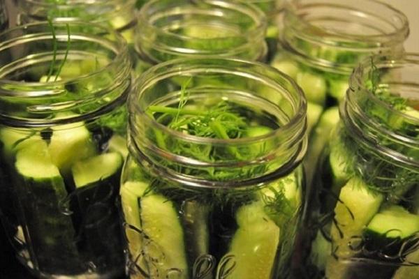 cucumbers in jars