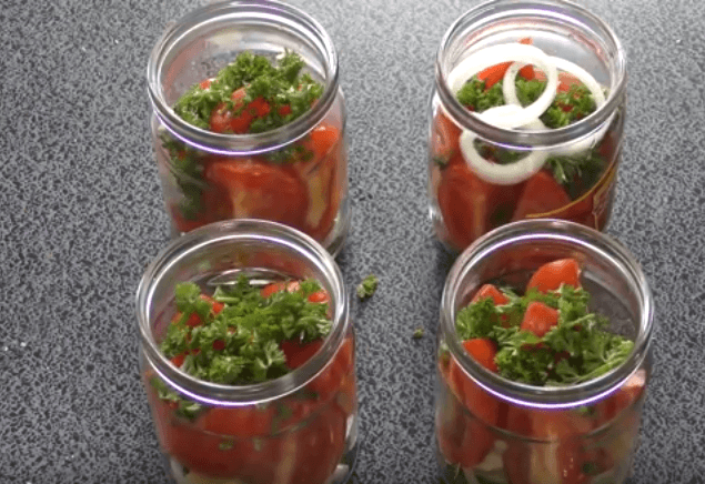 tomates con cebolla