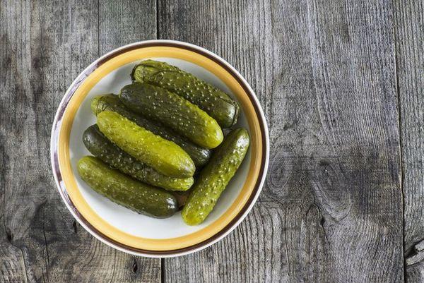 a plate with cucumbers