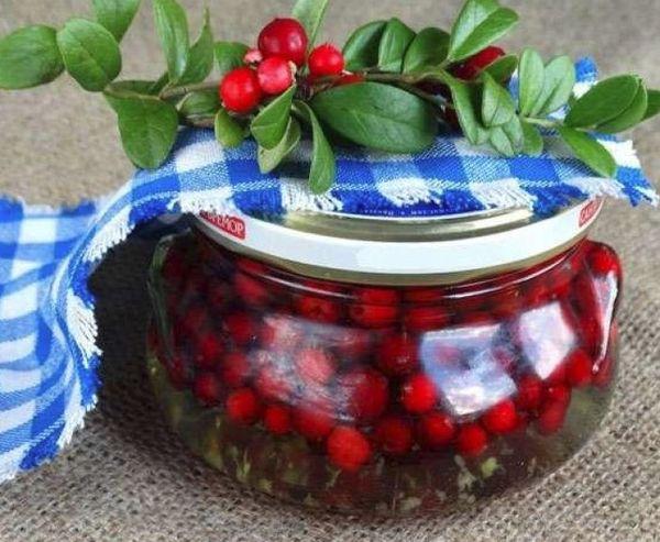 jar with lingonberries