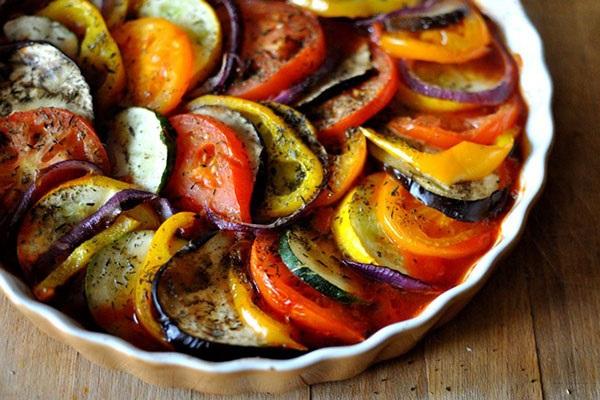 verduras en el horno