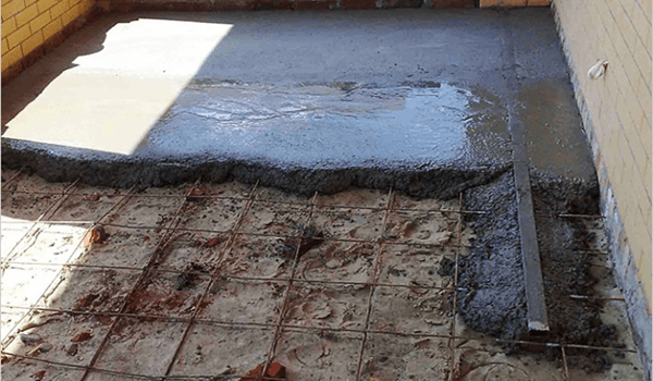 The foundation under the floor in the chicken coop