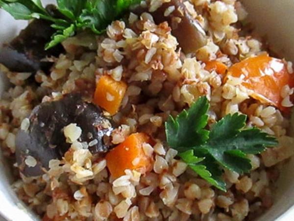 buckwheat with eggplant in a jar