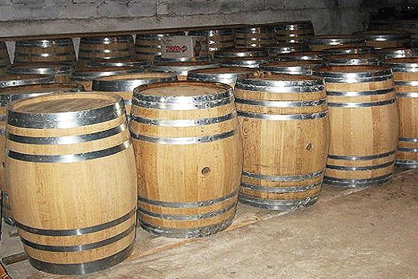 wooden barrels