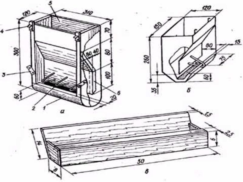 Dimensiones y dibujos de los 10 mejores tipos de comederos para conejos.