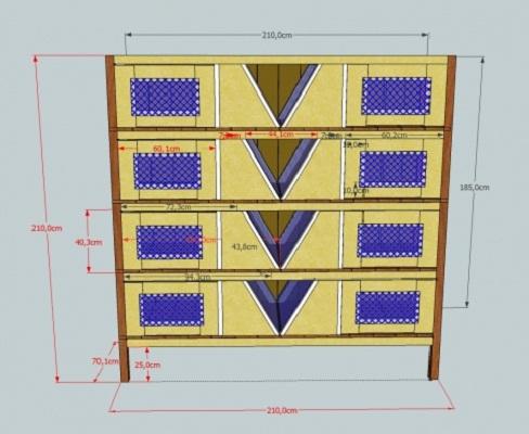 Jednoduchý diagram konstrukce králíka s vlastními rukama, kresbami a rozměry