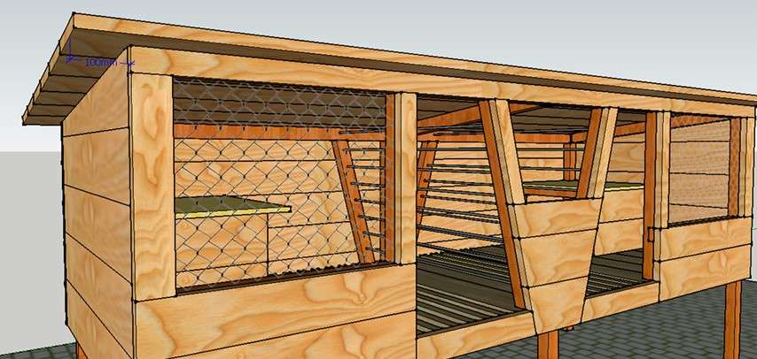 A simple diagram of the construction of a rabbitry with your own hands, drawings and dimensions