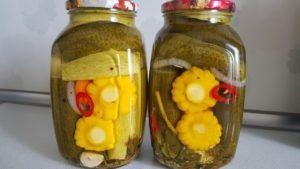 A delicious recipe for making pickled squash with cucumbers for the winter